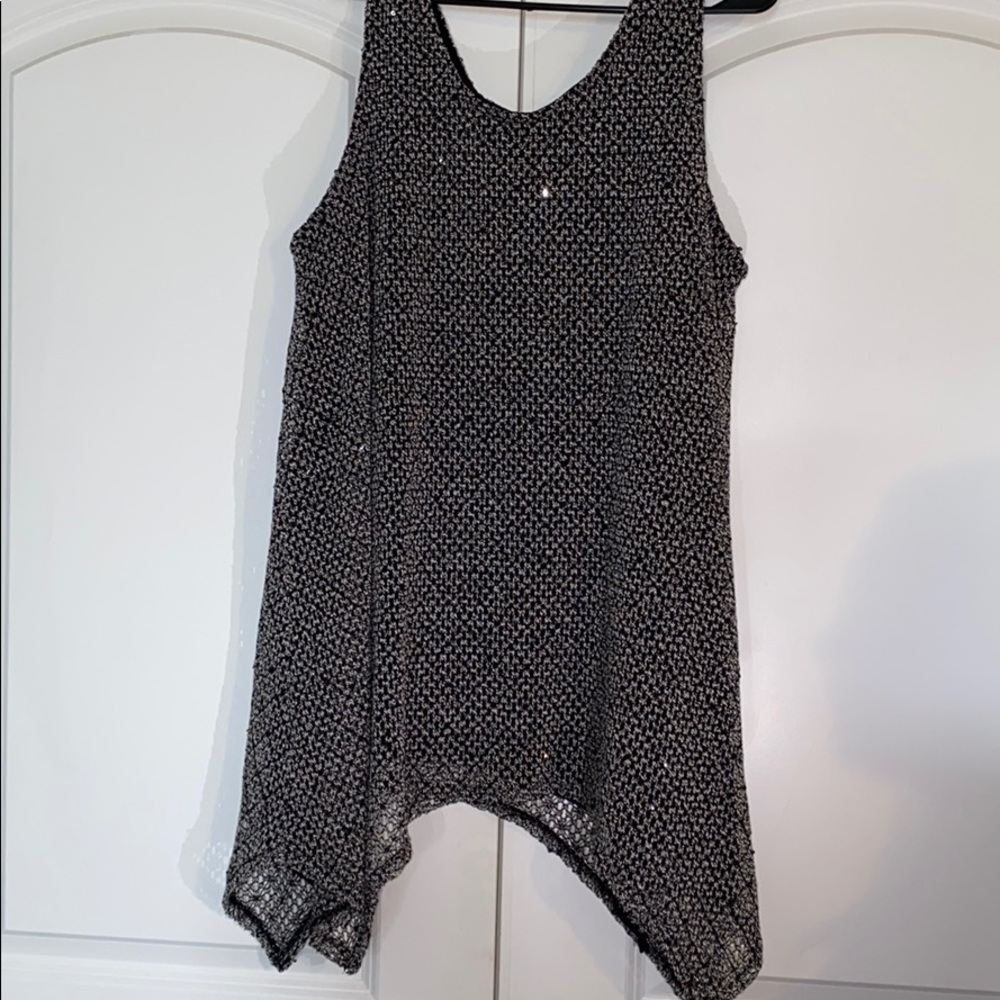 Black and white tank- with sequins.